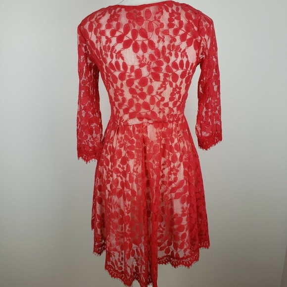 Free People Pink Sheer Dress 3/4 Sleeve - Picture 5 of 7